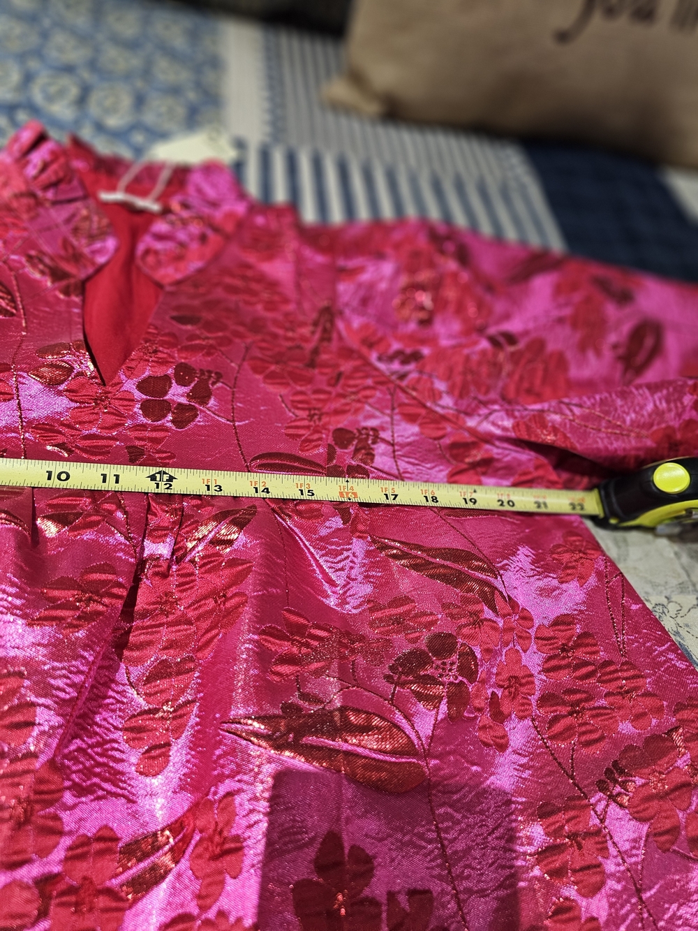 JODIFL Metallic Hot Pink Floral Dress - NWT, Size L - Picture 4 of 9